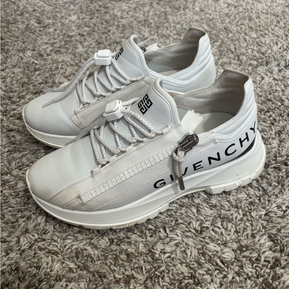 Givenchy White Leather Low-Top Zip-Detail Sneakers